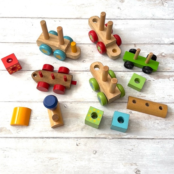 Childrens Wood Train Blocks Play Set Toys Wooden Kids Playset Circo Brand - Picture 1 of 2